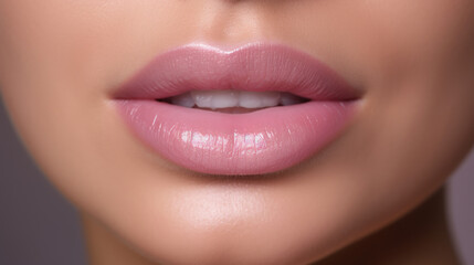 Close-up of Woman's Pink Lipstick