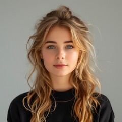 Naklejka premium Portrait Young Attractive Fair Haired Girl On White Background, Illustrations Images