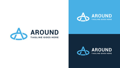 Modern Initial Letter A with Oval Swoosh Orbit Logo Design