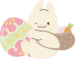 Cute rabbit with easter egg illustration vector