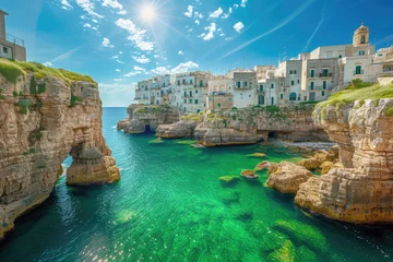 Foto op Canvas aerial view Spectacular spring cityscape of Polignano a Mare town, Puglia region, Italy © Kien