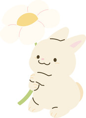 Cute rabbit with flower illustration vector