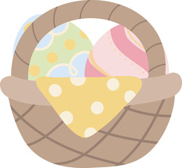 Cute easter egg in basket illustration vector