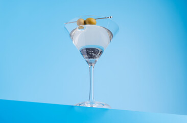 Classic martini against a cool blue background