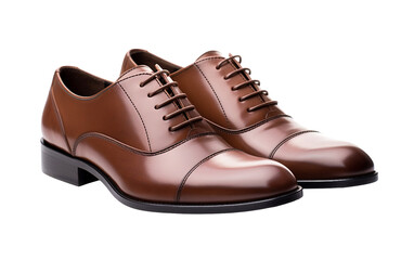 Men's Sophisticated Cap-Toe Oxford Shoes On Transparent Background