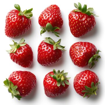 Ripe Berries Strawberries On White Background, Illustrations Images