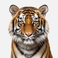Obraz premium Tiger face, captured on a white background.