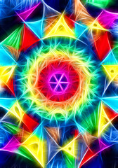 Mandala. Autorski rysunek opracowany graficznie. Kolorowa, energetyczna grafika, ilustracja. - obrazy, fototapety, plakaty
