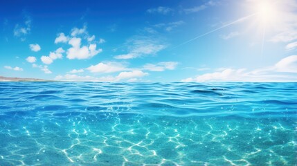 Obraz premium Summer tropical sea with sparkling waves and blue sunny sky