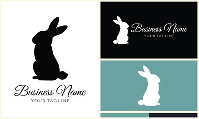 silhouette vector rabbit logo template