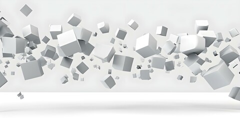 Exploding White Cubes in Motion, Abstract Art