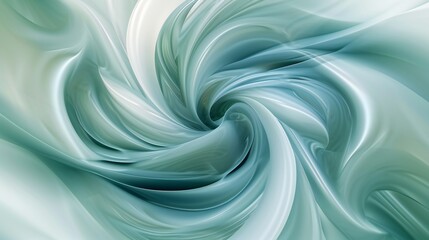 Icy blue and sage blend on pine needles, a brief, smooth 3D dance of spirals, capturing the essence of calming tranquility.