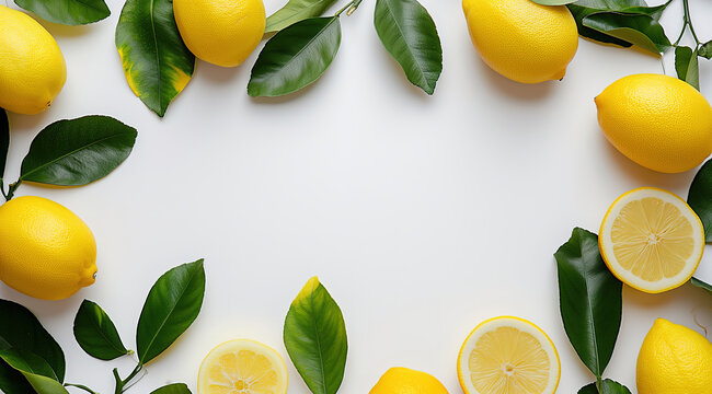 A colorful and healthy assortment of citrus fruits and leaves, including meyer lemons, bitter oranges, pomelos, and key limes, create a vibrant and nourishing image of natural foods and superfoods