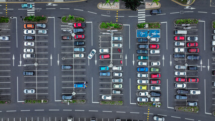 Aerial View of a Filled Parking Lot