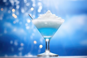 Vanilla Sky: Vanilla vodka cocktail in a sky-blue glass.