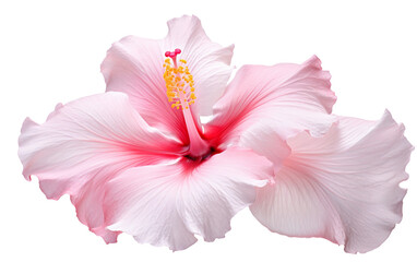 White and Pink Hibiscus On Transparent Background