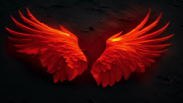 A pair of fiery red wings representing the strength and pion of the angel they belong to always ready for action and protection.
