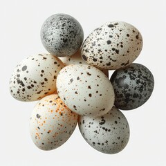 Overhead View Whole Turkey Eggs On White Background, Illustrations Images