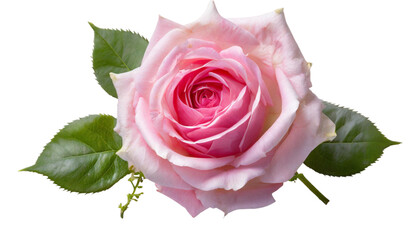 Beautiful pink rose isolated on a transparent background. Close-up.