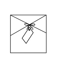 Gift Box With Bow And Label Tag Ribbon 