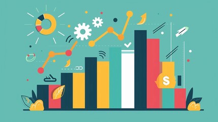 Infographic-style image with a bar chart, background image, generative AI