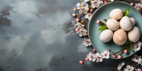 table setting with spring flowers for Easter celebration. ai generated