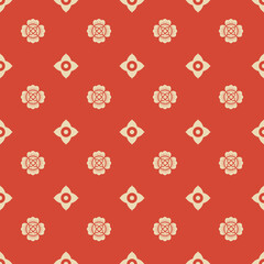 Seamless Thai flower pattern on red background. 