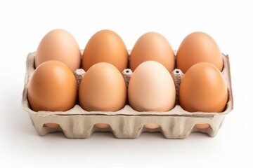 Open egg box isolated on white background. ai generated