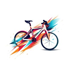 Obraz premium Simple graphic logo of color bike on white background