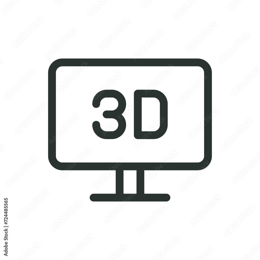 Poster 3d design software isolated icon, 3d application display vector symbol with editable stroke