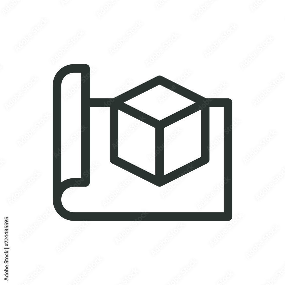 Poster 3d printing project isolated icon, 3d model file vector symbol with editable stroke