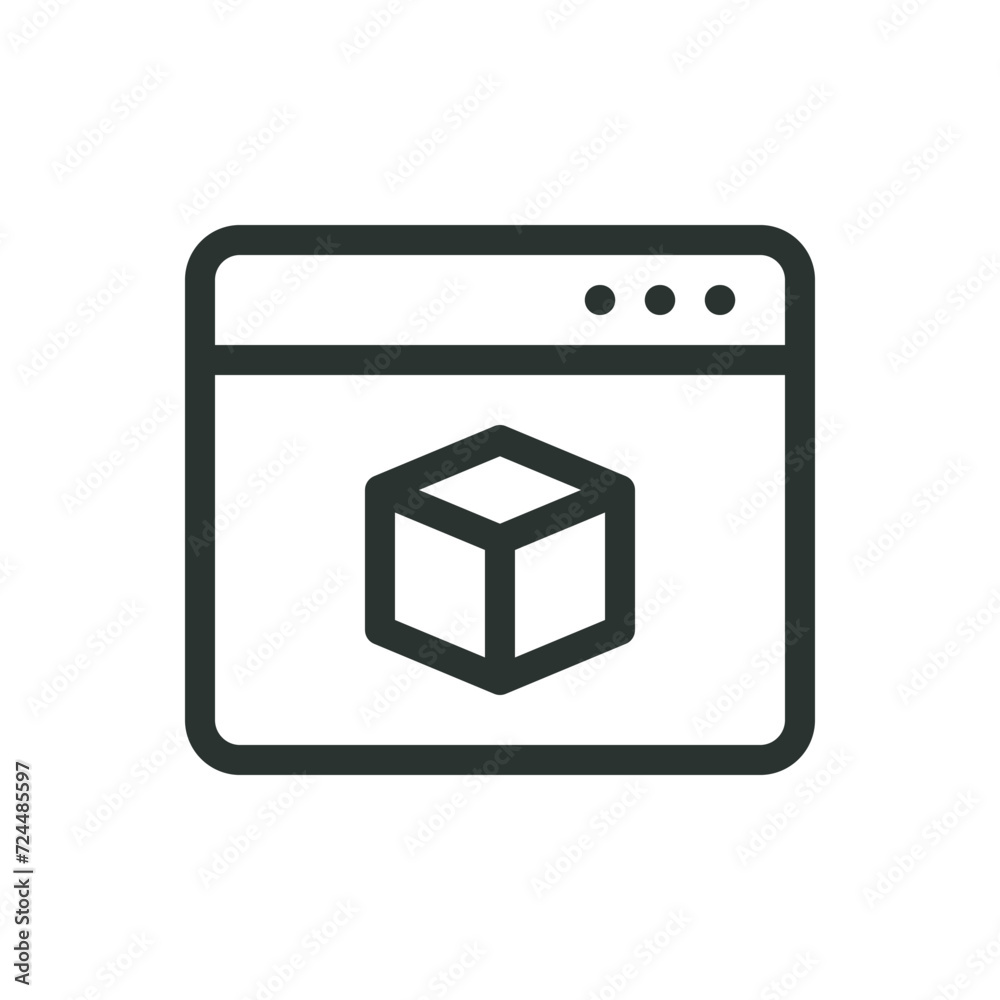 Poster 3d modeling software isolated icon, 3d design app vector symbol with editable stroke