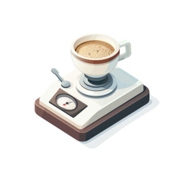 isometric 3D icon, Coffee scale , white background