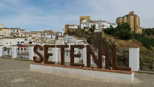 Viewpoint in Setenil de Las Bodegas town in Andalusia, Spain
