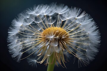 Heavenly Blooms, Dandelion's Celestial Glow in Closeup, Beautiful flower with seeds closeup
