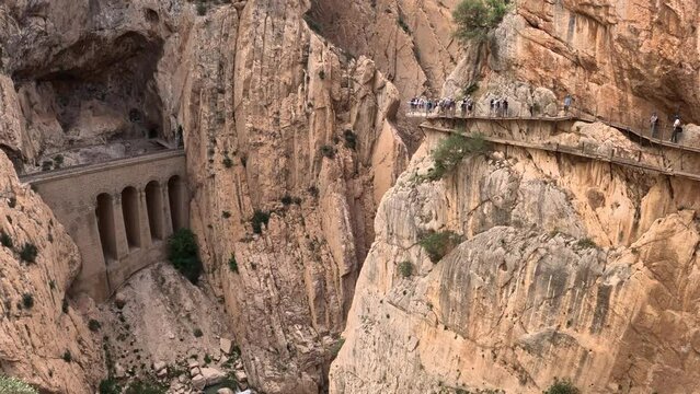 People on El Caminito del Rey trail (The King's Little Path), Andalusia, Spain