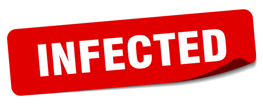 infected sticker. infected label
