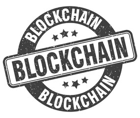 blockchain stamp. blockchain label. round grunge sign