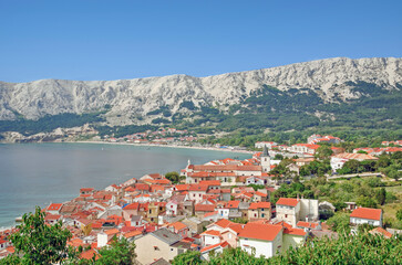 Naklejka na ściany i meble popular Seaside Resort of Baska on Krk Island,Adriatic Sea, Croatia