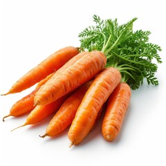 Isolated Carrots Heap Fresh Stems On White Background, Illustrations Images