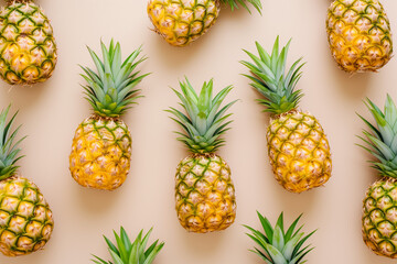 Group of Fresh Pineapples Arranged Together
