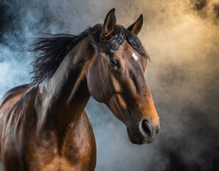 Obraz na płótnie Canvas close-up photo of a stocky, long-haired horse