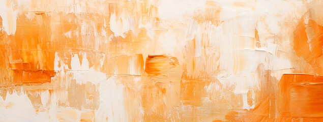 Abstract colorful oil painting on canvas. Background of rough brush strokes in white and orange....