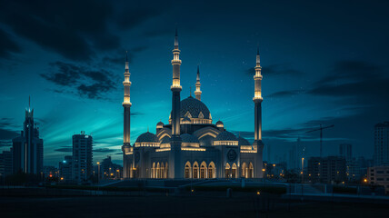 Fototapeta na wymiar a mosque at night