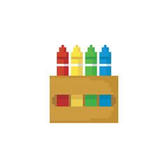 Colored crayons, pixel art object