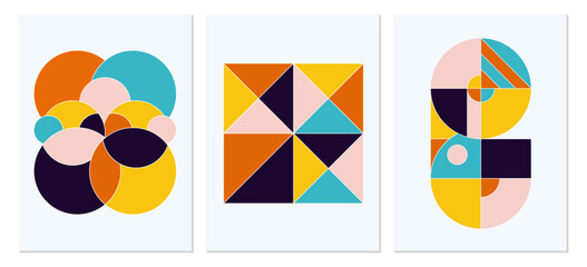 set of abstract geometric poster. colorful poster wall art. vector