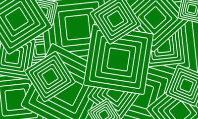 Foto op Canvas Abstract green background with squares. © paulmalaianu