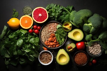 Fototapeta na wymiar Healthy food. Healthy eating background. Fruits, vegetables, clean food.