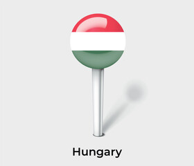 Hungary country flag pin map marker