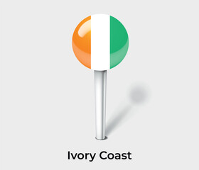 Ivory Coast country flag pin map marker © Kuemin